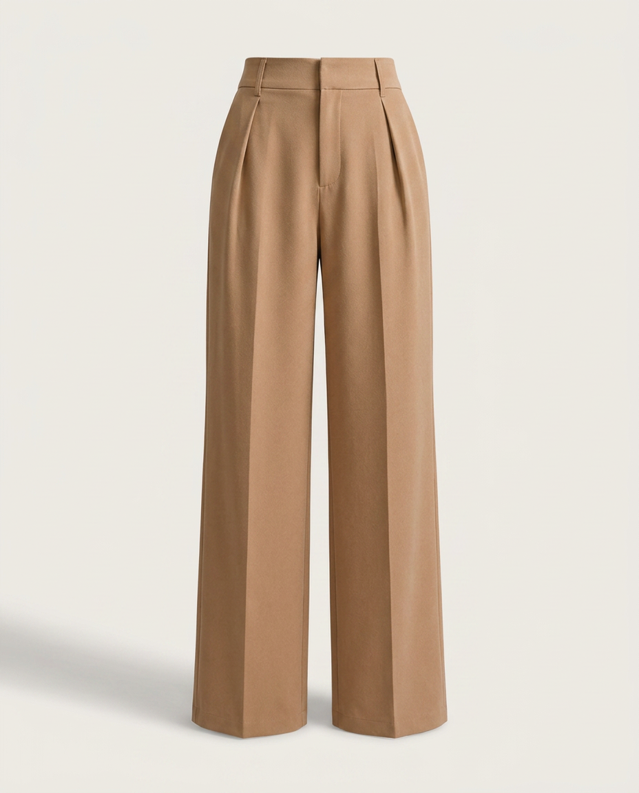 Women's High Waisted Wide Leg Trousers with Pleats