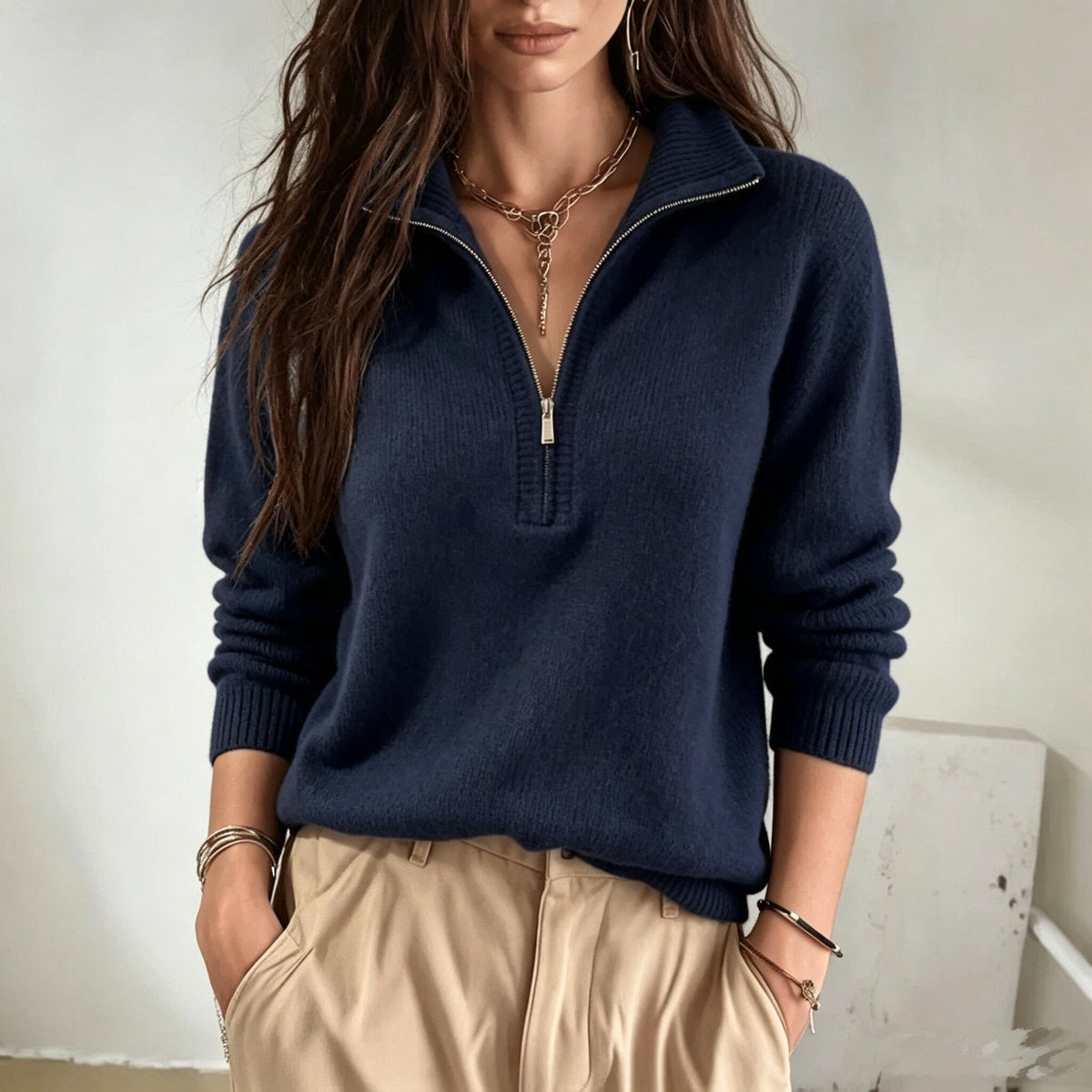 Women's Half Zip Jumper – Navy