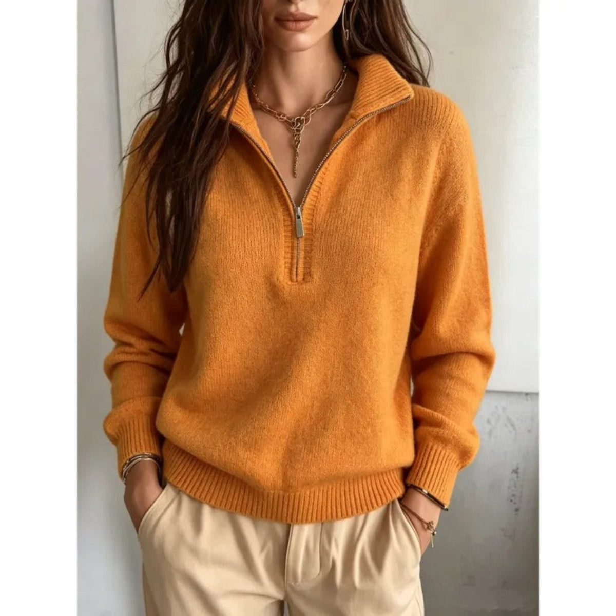 Women's Half Zip Jumper – Yellow