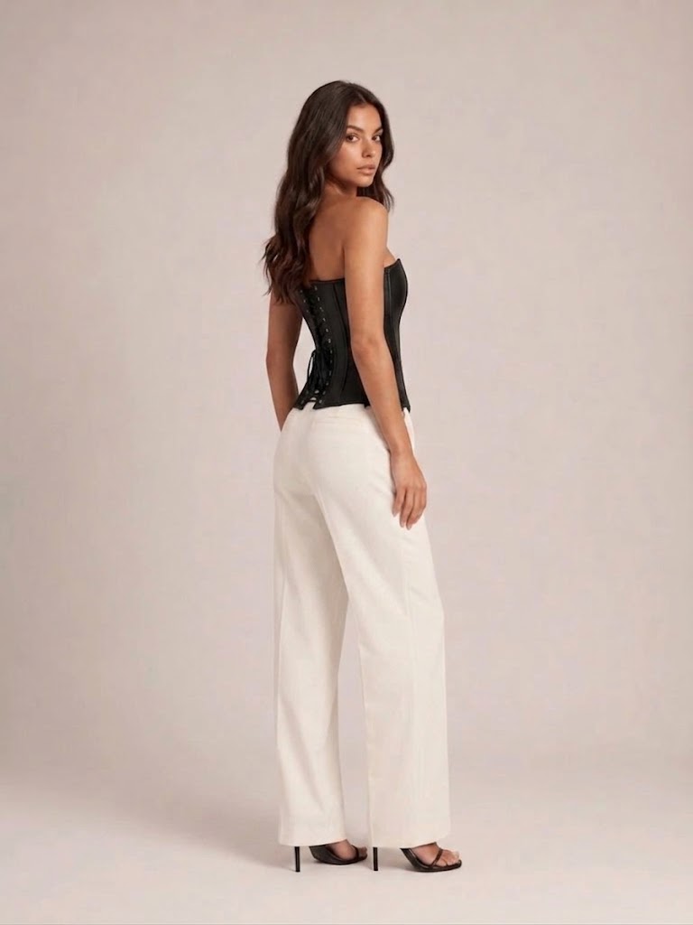 Women's Strapless Cropped Corset Top with Boning