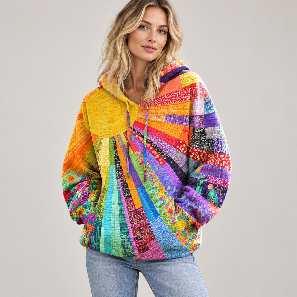 Women's Boho Patchwork Print Hoodie