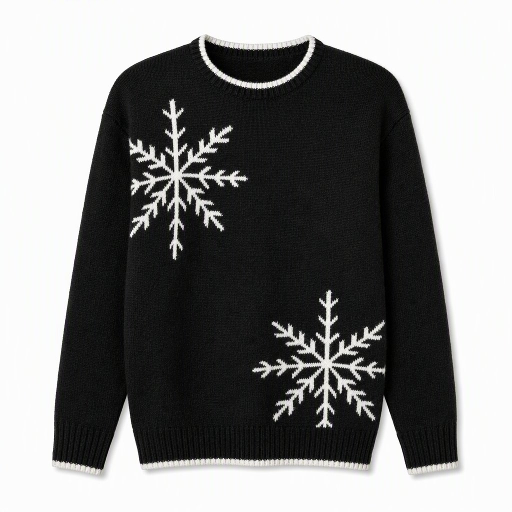 Christmas Snowflake Knit Jumper - Black