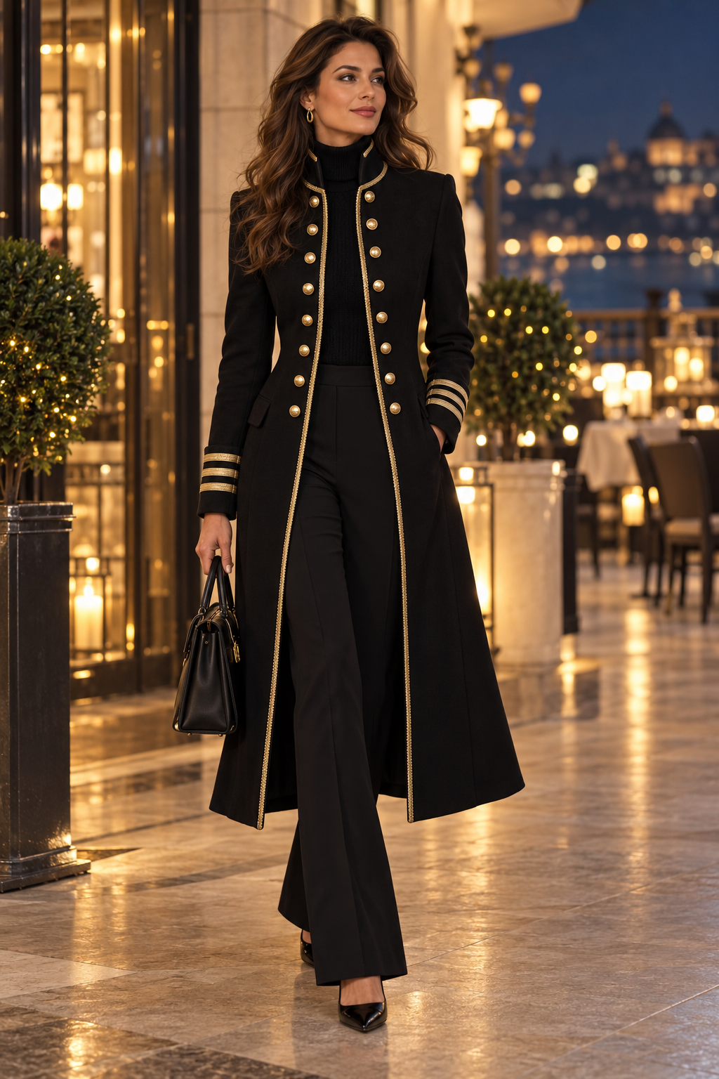 Double-Breasted Military Longline Coat