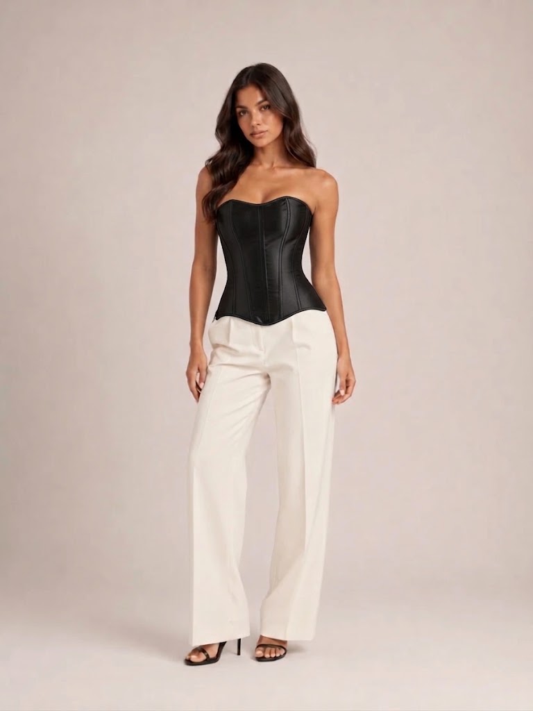 Women's Strapless Cropped Corset Top with Boning