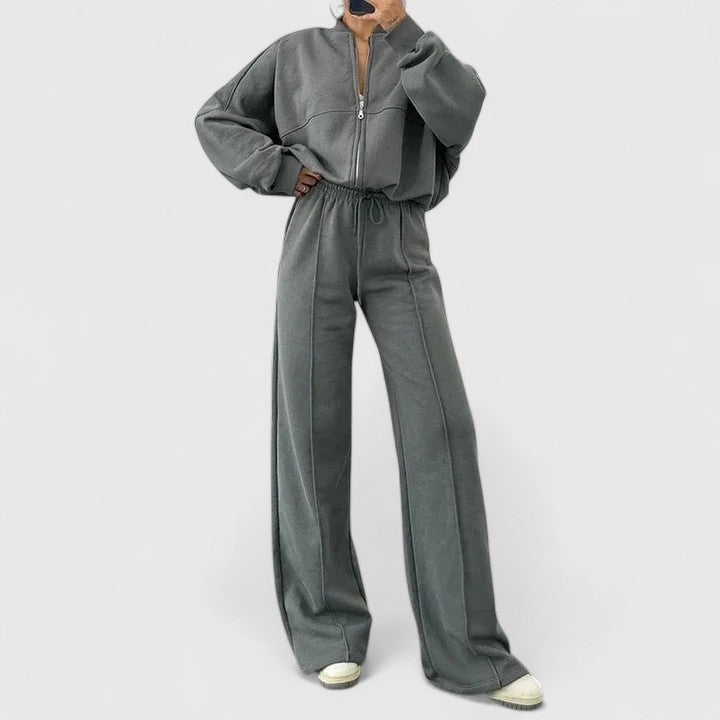 Relaxed Half-Zip Two-Piece Set