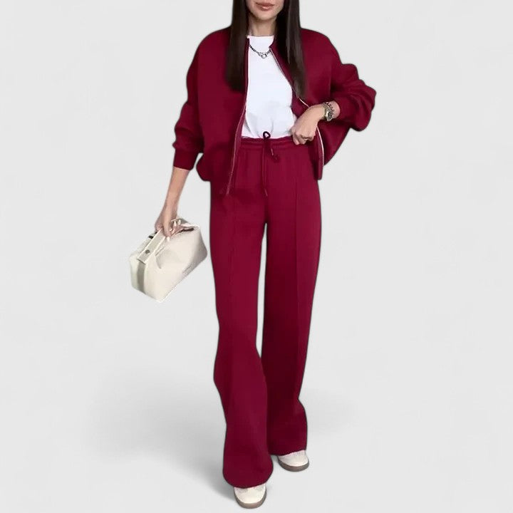 Relaxed Half-Zip Two-Piece Set