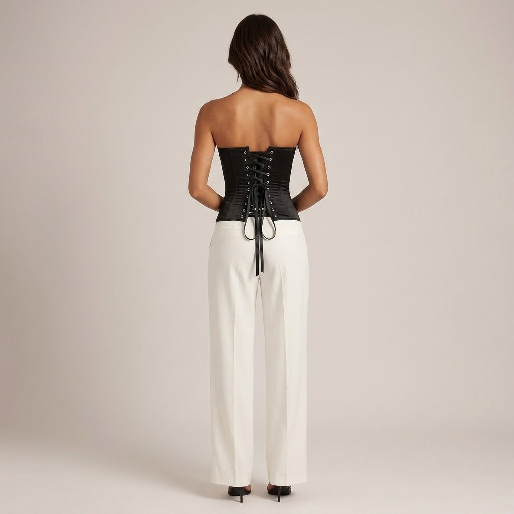 Women's Strapless Cropped Corset Top with Boning