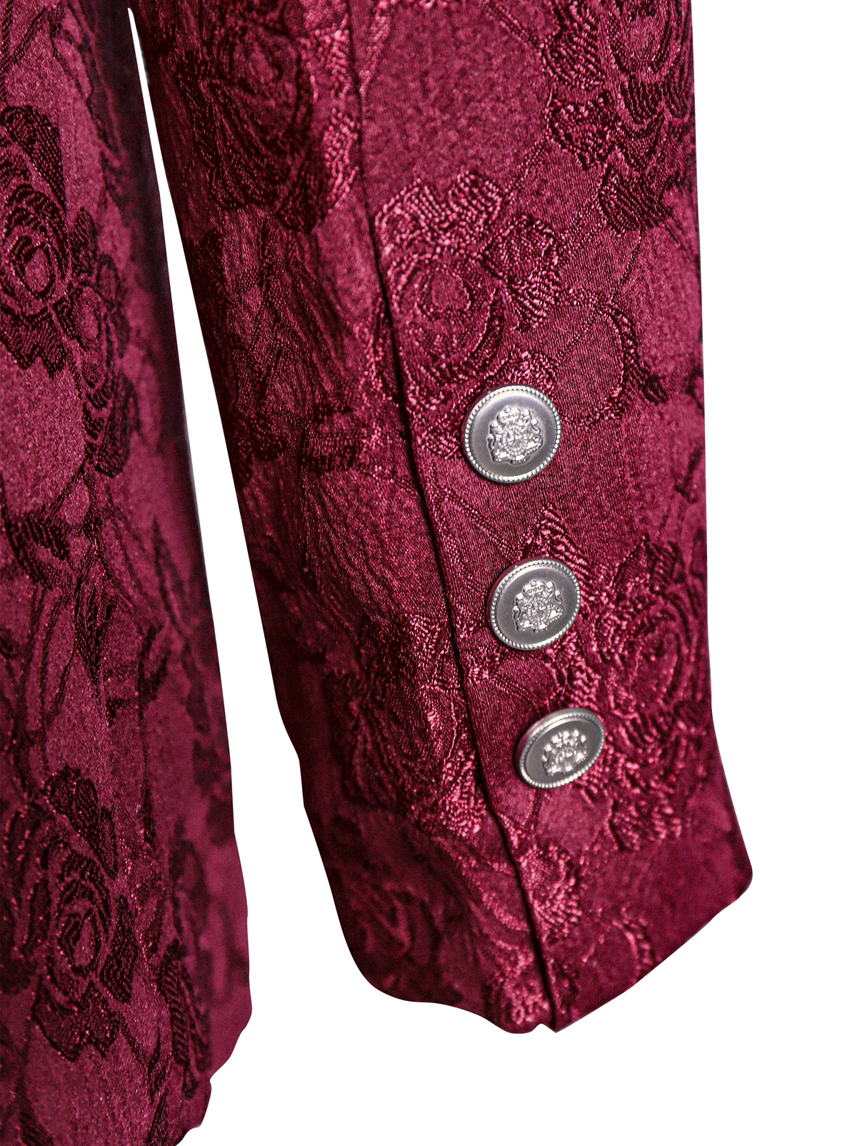 Women's Burgundy Floral Jacquard Single-Breasted Blazer