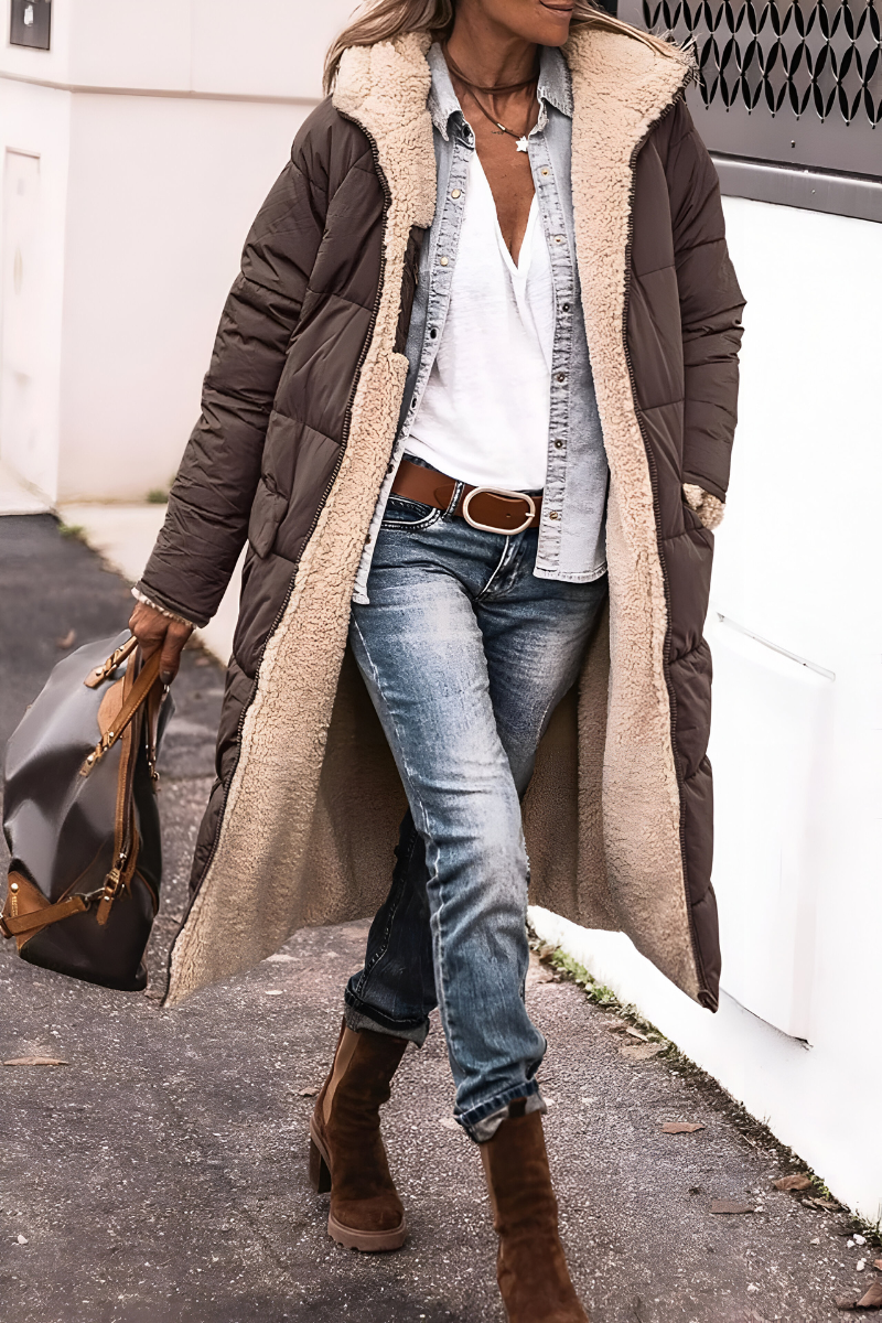 Women's Thick Padded Winter Coat with Quilted Design 5