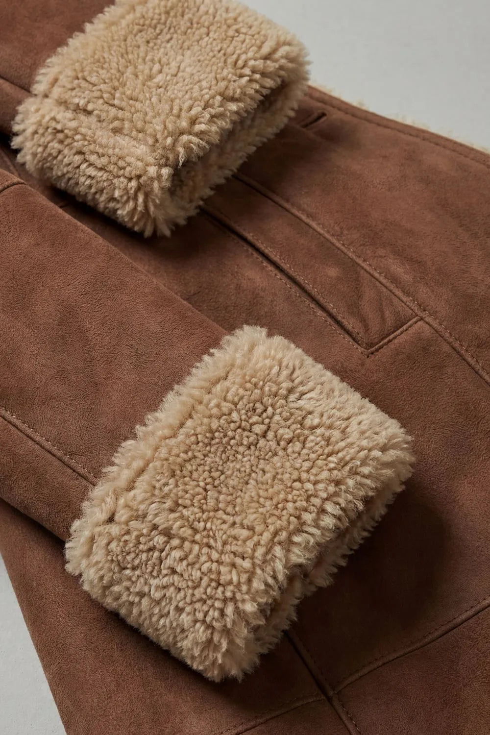 Women's Long Winter Coat with Shearling Lining – Brown 6