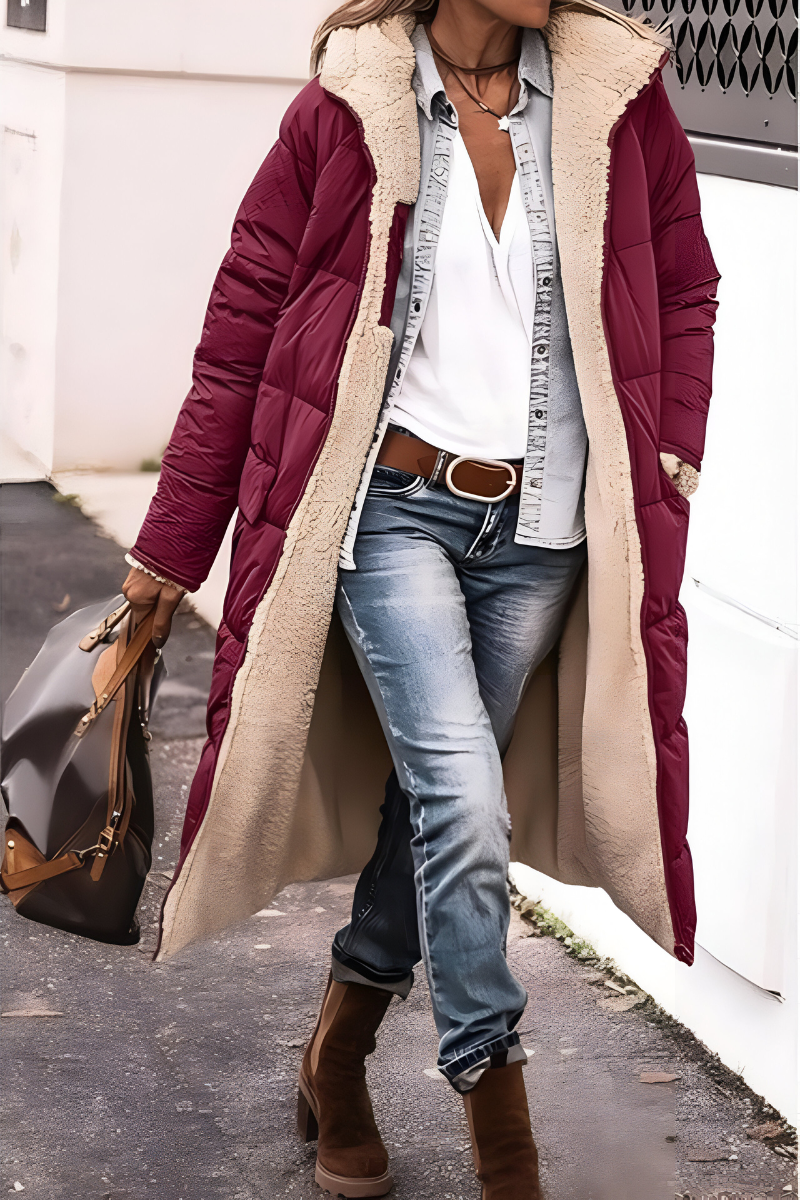 Women's Thick Padded Winter Coat with Quilted Design 6