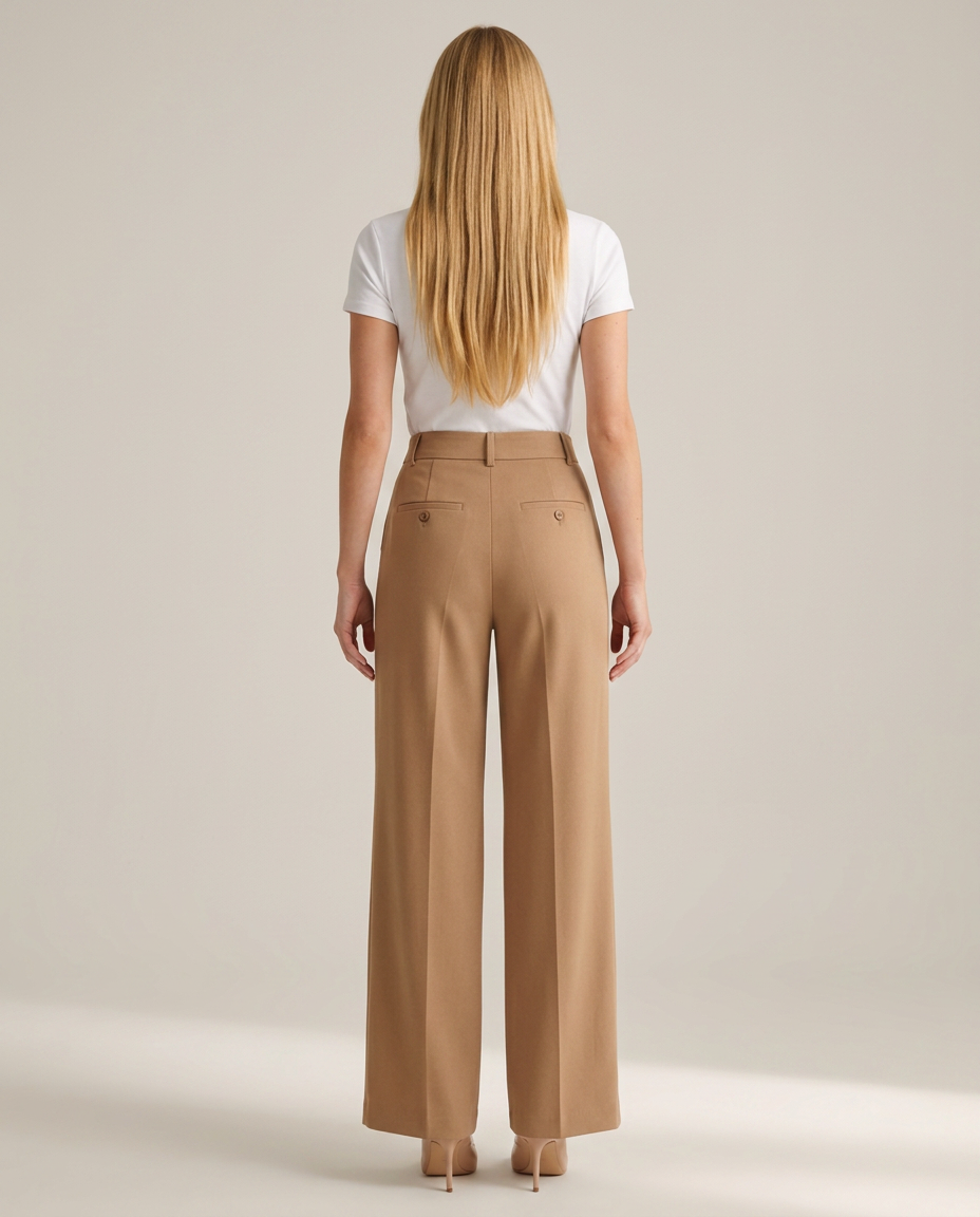 Women's High Waisted Wide Leg Trousers with Pleats