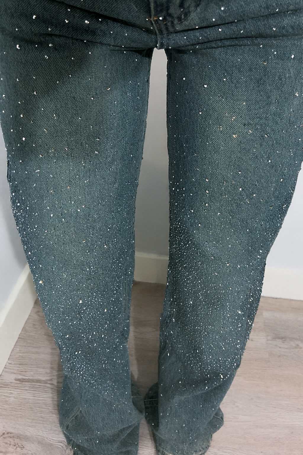 Women's High Waisted Wide Leg Glitter Jeans
