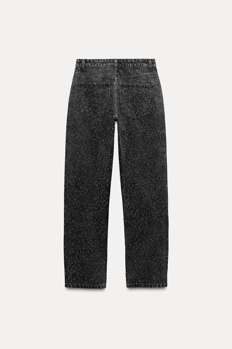 Women's High Waisted Wide Leg Glitter Jeans