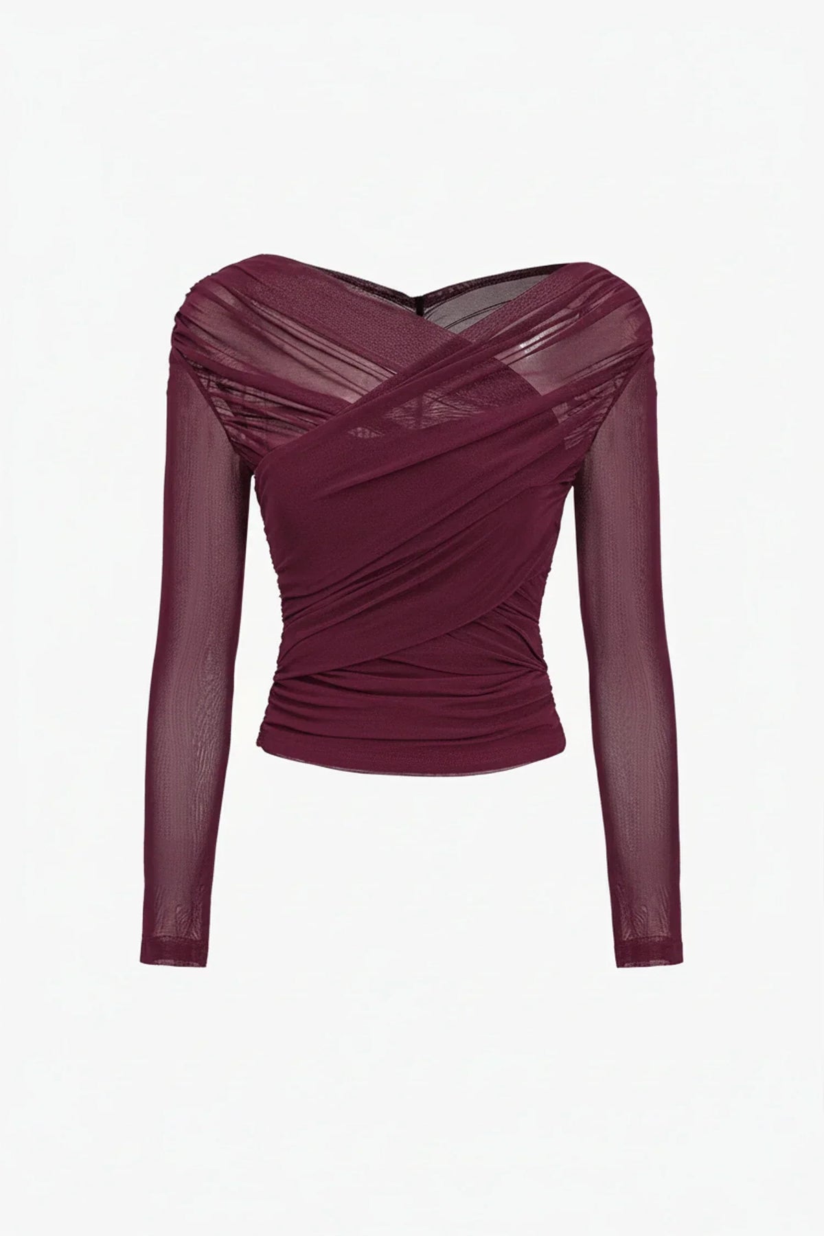 Women's Fitted Ruched Top with Long Sleeves