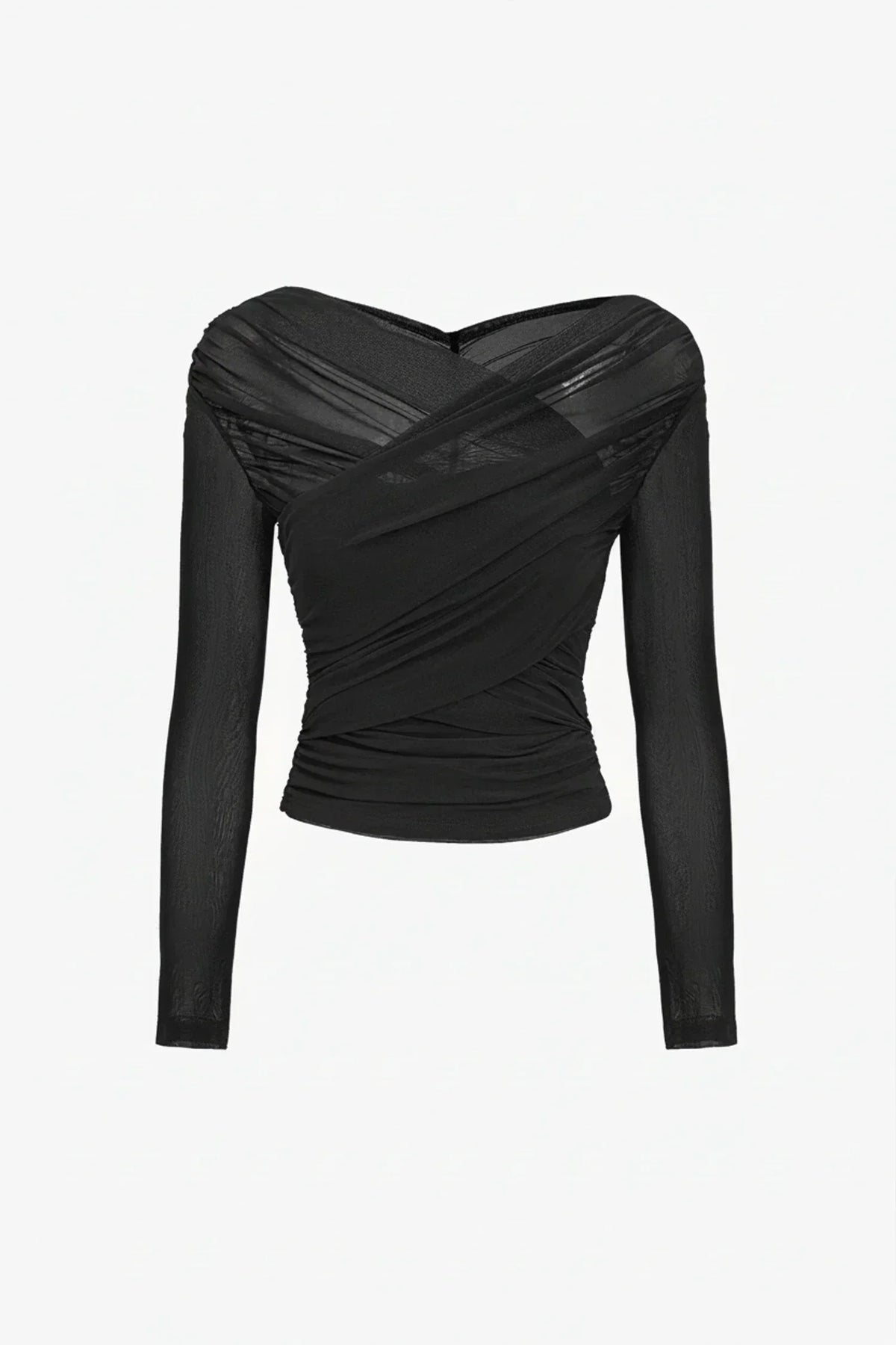 Women's Fitted Ruched Top with Long Sleeves