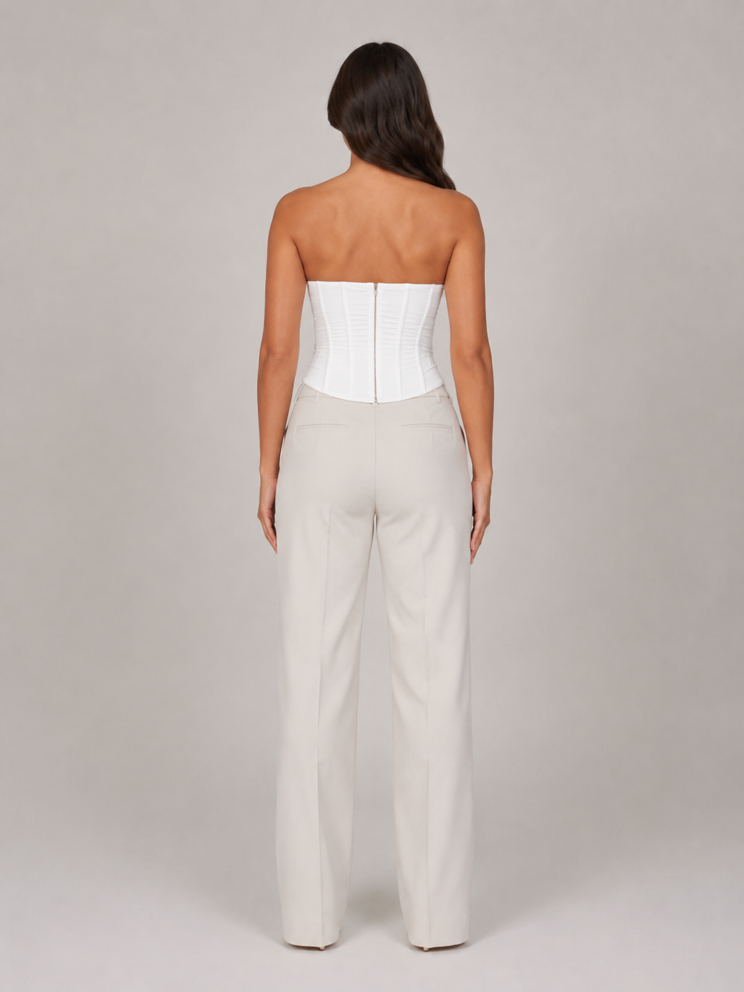 Women's Strapless Cropped Corset Top with Boning