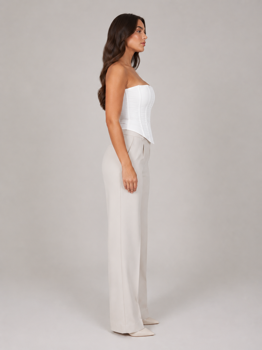 Women's Strapless Cropped Corset Top with Boning