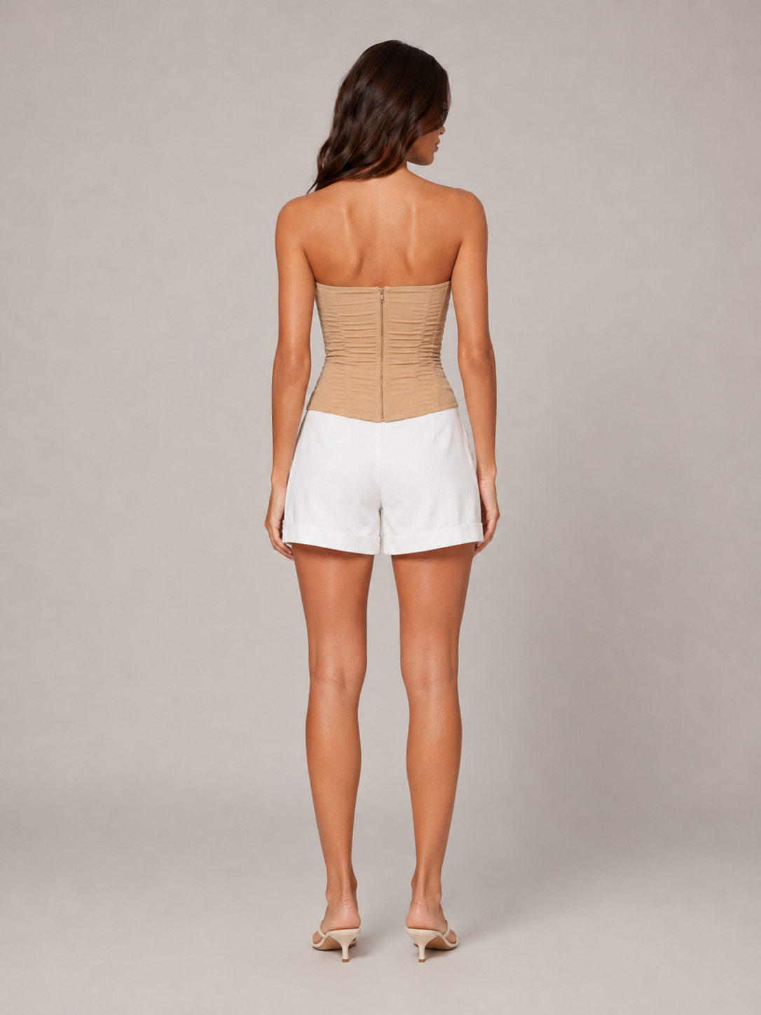 Women's Strapless Cropped Corset Top with Boning