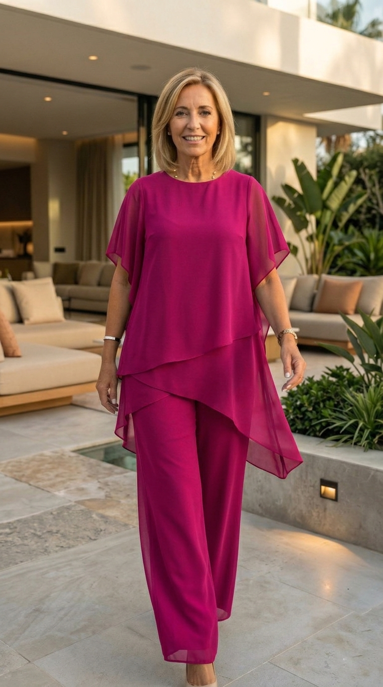 Chiffon Two-Piece Set - Pink