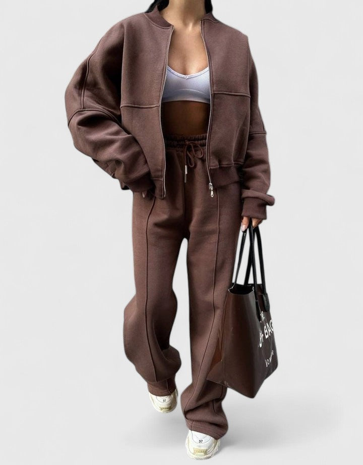 Relaxed Half-Zip Two-Piece Set
