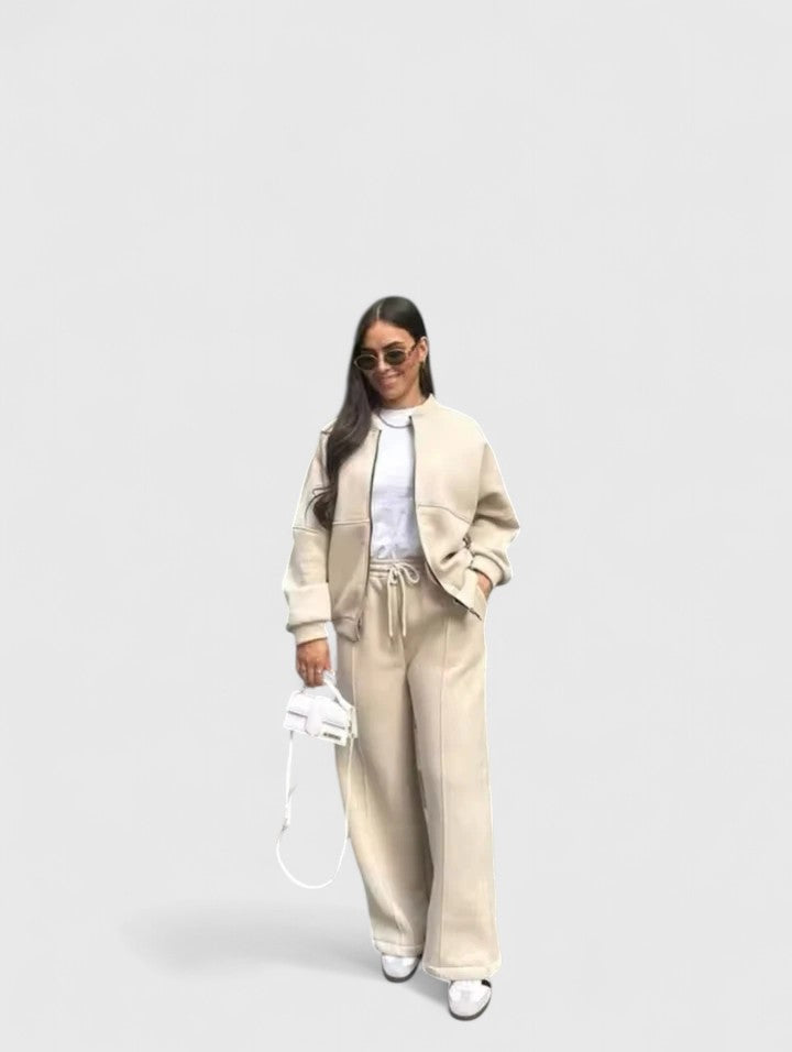 Relaxed Half-Zip Two-Piece Set