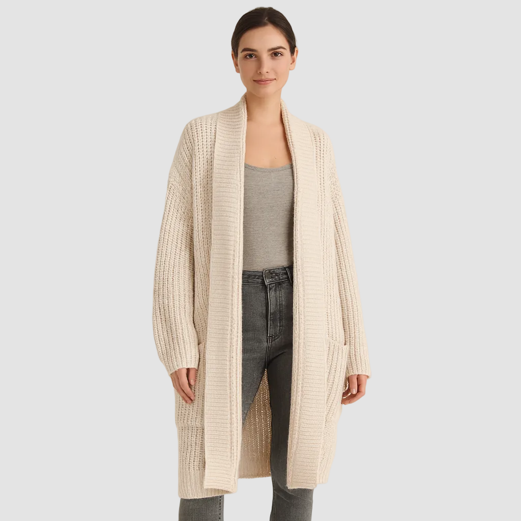 Women's Long Knitted Cardigan with Pockets