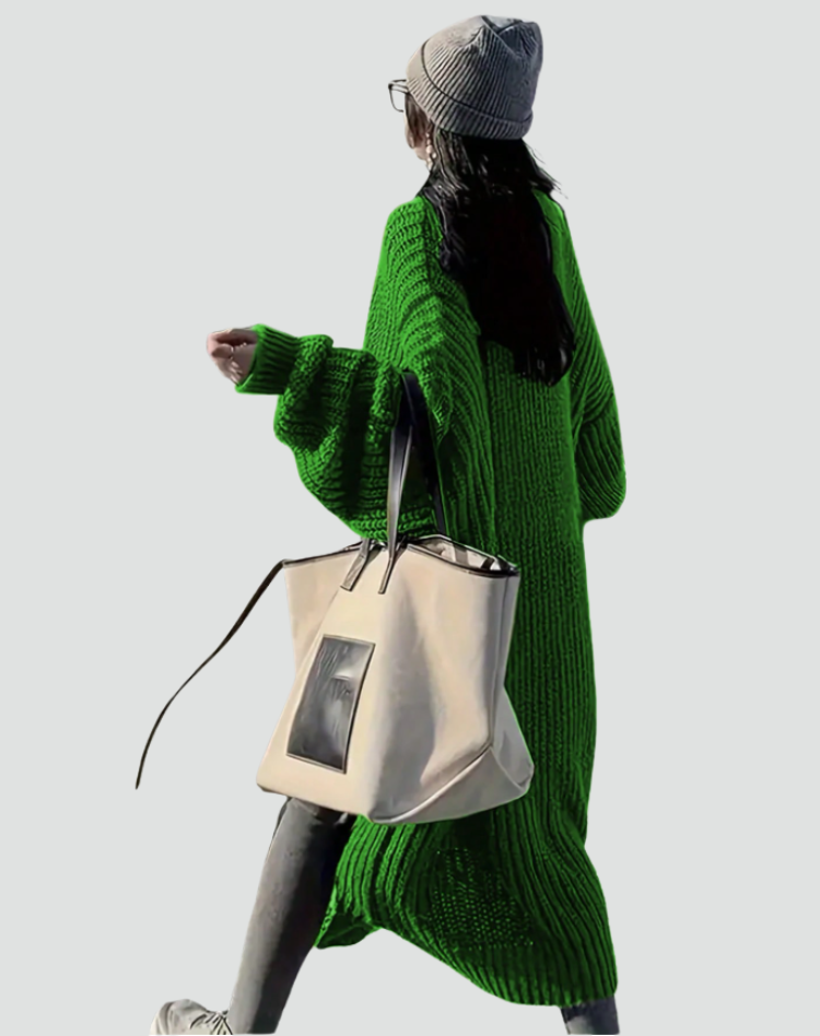 Women's Long Knitted Cardigan with Pockets