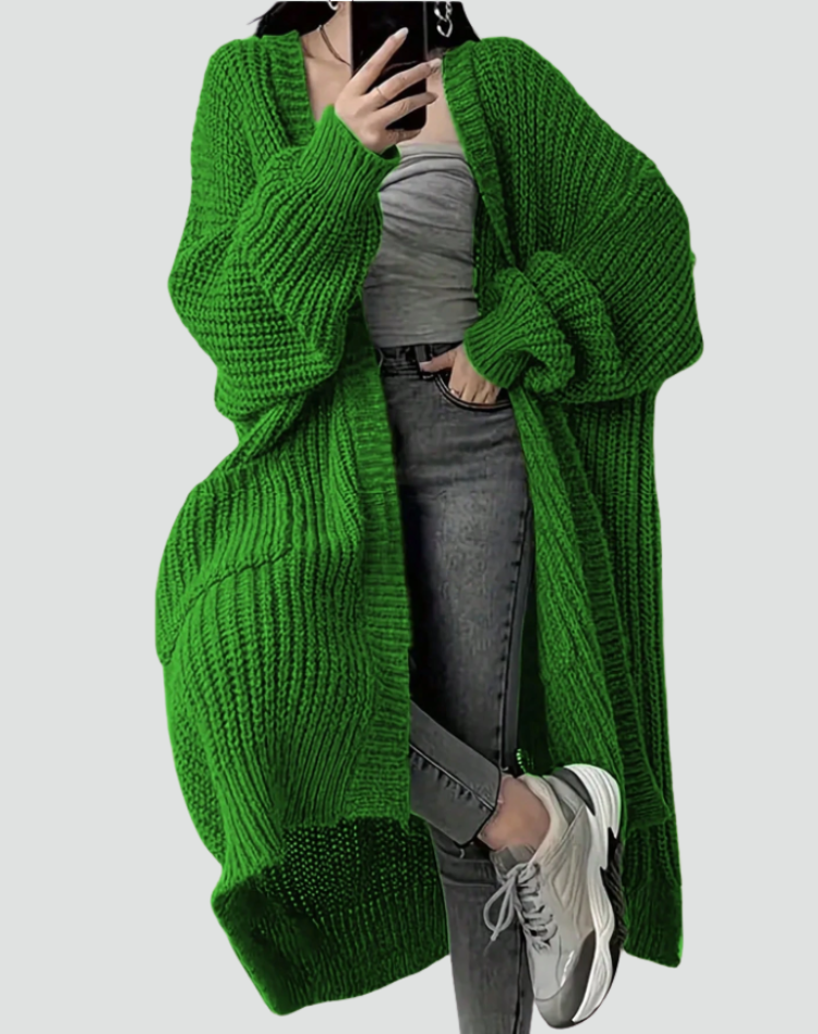 Women's Long Knitted Cardigan with Pockets