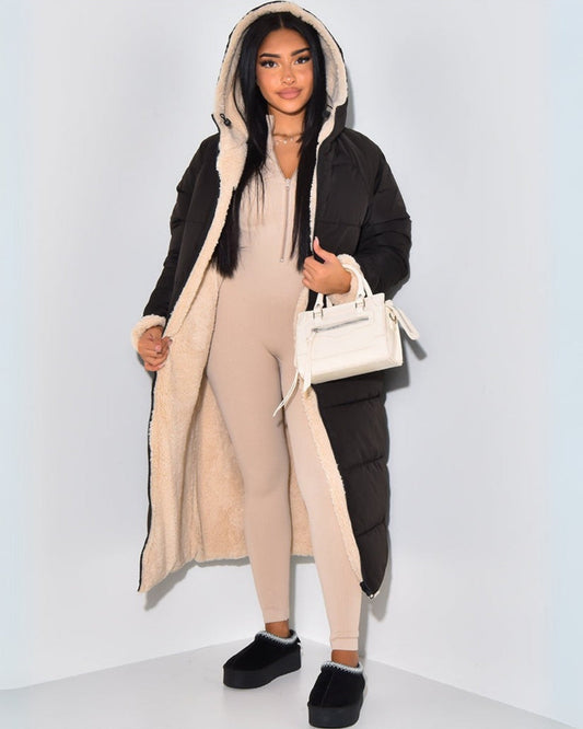 Women's Reversible Long Winter Coat – Two Looks in One 1