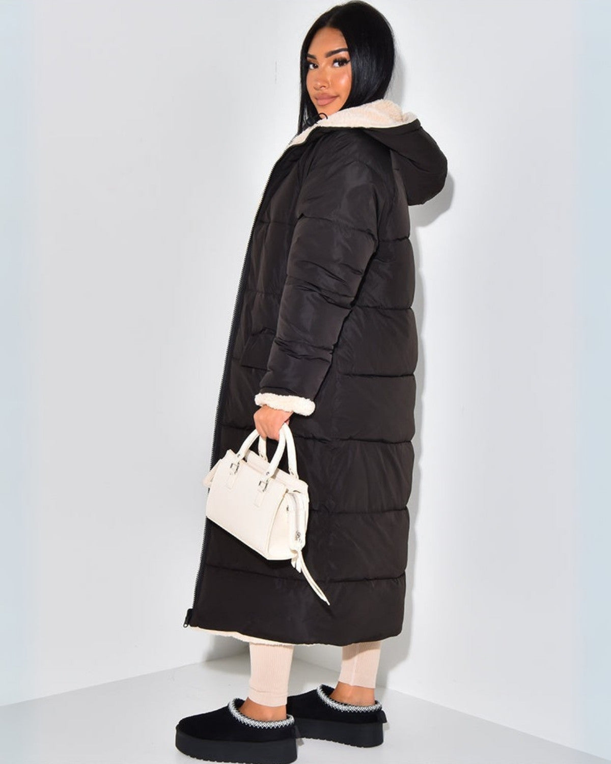 Women's Reversible Long Winter Coat – Two Looks in One 2