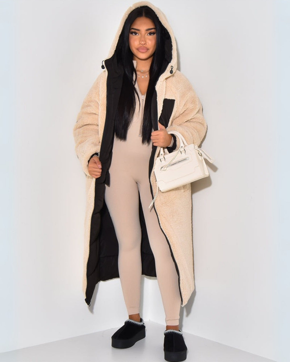 Women's Reversible Long Winter Coat – Two Looks in One 3