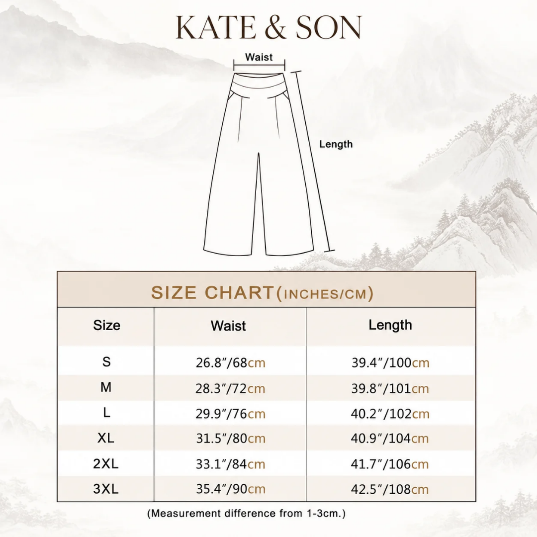 Women's Cotton Linen High Waisted Wide Leg Trousers with Pockets