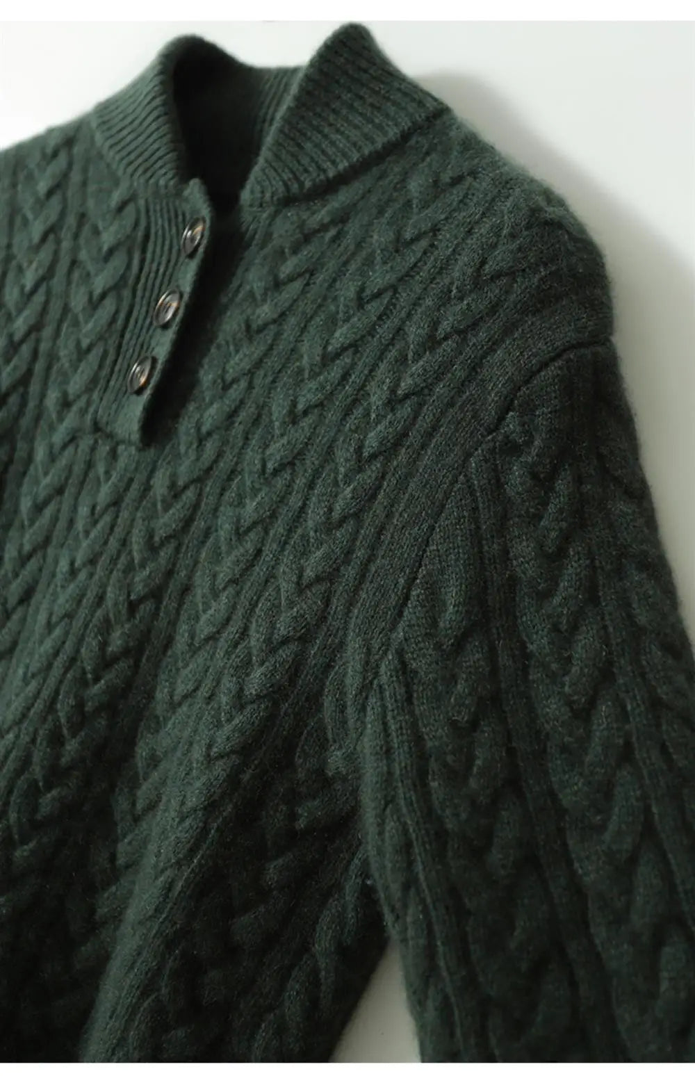 Women's Cable Knit Jumper with Button Neck