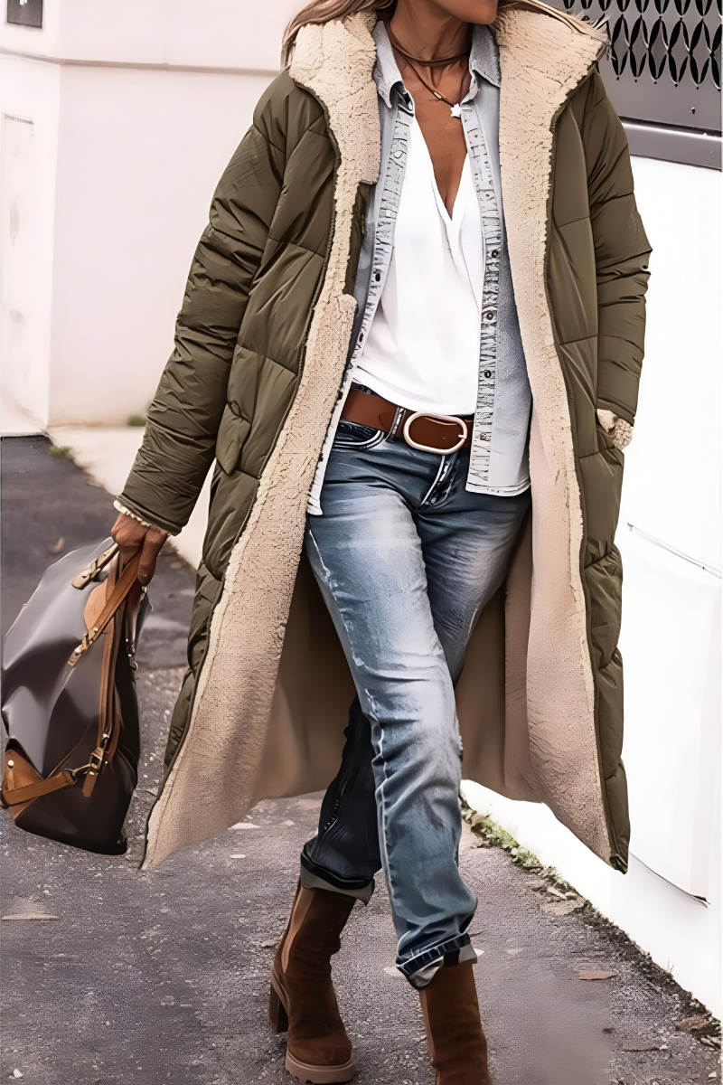 Women's Thick Padded Winter Coat with Quilted Design 7