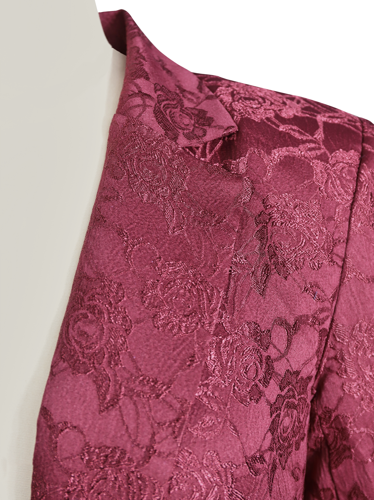 Women's Burgundy Floral Jacquard Single-Breasted Blazer