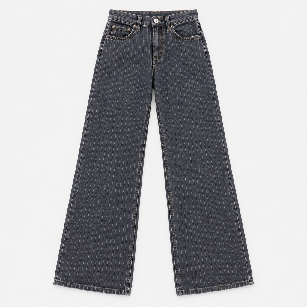 Women's Pinstripe Wide Leg Jeans