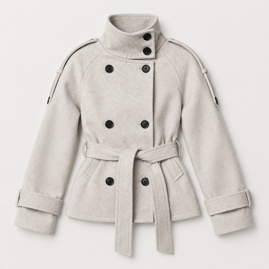 Women's Short Belted Trench Jacket for Spring and Autumn 2