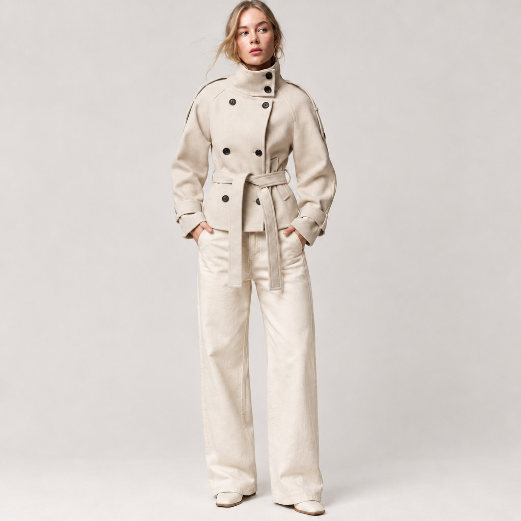 Women's Short Belted Trench Jacket for Spring and Autumn 3
