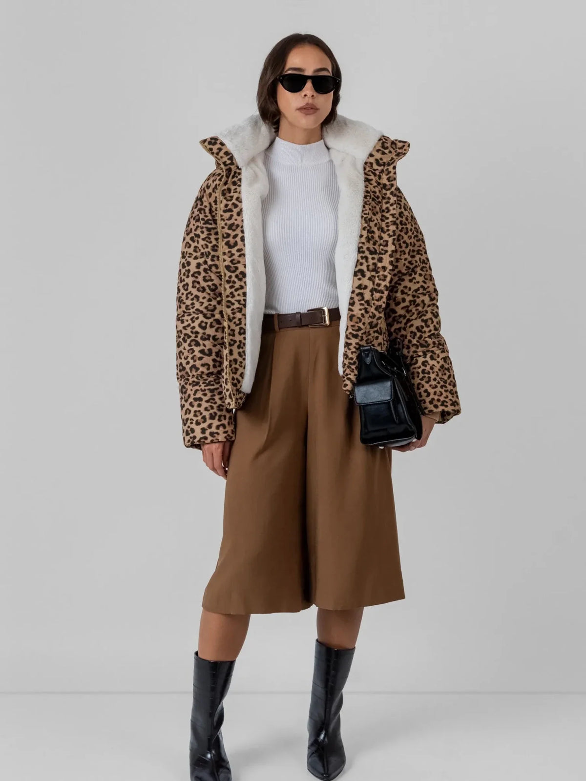Women's Short Puffer Jacket with Faux Fur Lining & Hood 7